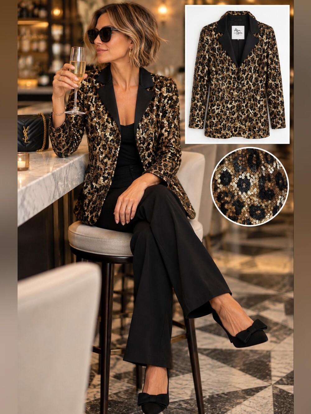 Alice + Olivia Keir Sequin Leopard Print jacket size small new with tags